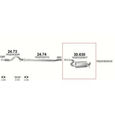 Kipufogódob, közép, VW GolfV, VI, 1.4, 2007-2012.11