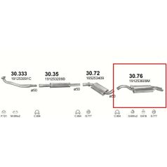 Kipufogódob, hátsó, VW Golf II, 1.8, 1984-1991.10