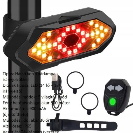 Kerékpár Bicikli Lámpa Villogó Tölthető 