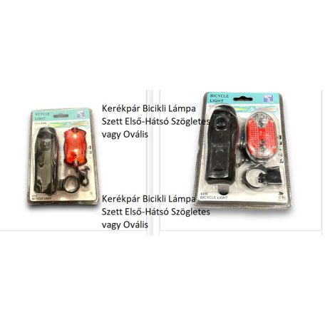 Kerékpár Bicikli Lámpa Szett Első-Hátsó Szögletes vagy Ovális 