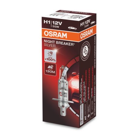 OSRAM NIGHT BREAKER SILVER H1 12V 55W +100% 64150NBS +100% 1 db-os
