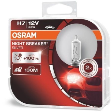 OSRAM NIGHT BREAKER SILVER H7 12V 55W +100% 2db-os 64210NBS