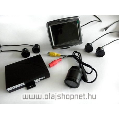Tolatókamera szett, 3,5" színes kijelzővel, 4 db tolatóradar szenzorral