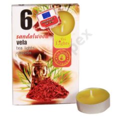 SZANTÁLFA teamécses, illatgyertya 6 db-os (SANDALWOOD)