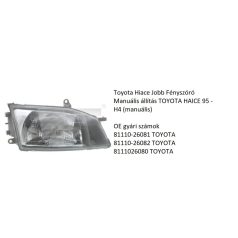   Toyota Hiace Jobb Fényszóró Manuális állítás TOYOTA HAICE 95 - H4 (manuális)