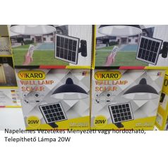  Napelemes Vezetékes Menyezeti vagy hordozható, Telepíthető Lámpa 20W 