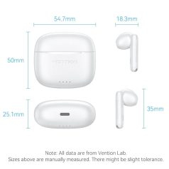   Bluetooth fülhallgató  Vezeték nélküli Vention E03 Elf earbuds (Fekete, Fehér, Lila, Rózsaszín, Kék)