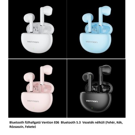 Bluetooth fülhallgató Vention E06  Bluetooth 5.3  Vezeték nélküli (Fehér, Kék, Rózsaszín, Fekete)