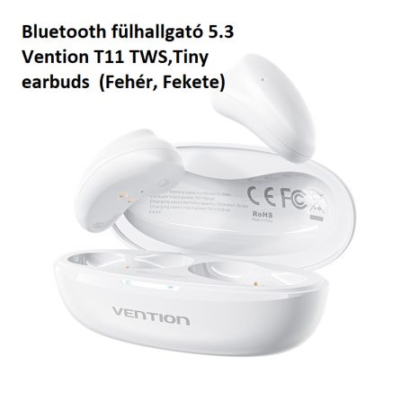 Bluetooth fülhallgató 5.3 Vention T11 TWS,Tiny earbuds  (Fehér, Fekete) 