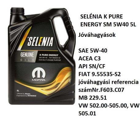 SELÉNIA K PURE ENERGY SM 5W40 5L