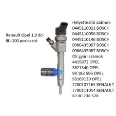 Renault Opel 1,9 dci 80-100 porlasztó 