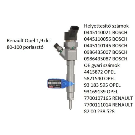 Renault Opel 1,9 dci 80-100 porlasztó 