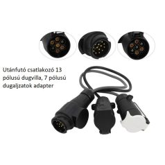   Utánfutó csatlakozó 13 pólusú dugvilla, 7 pólusú dugaljzatok adapter 