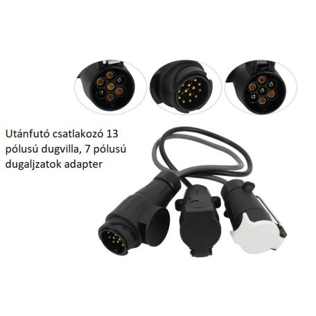 Utánfutó csatlakozó 13 pólusú dugvilla, 7 pólusú dugaljzatok adapter 