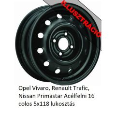   Opel Vivaro, Renault Trafic, Nissan Primastar Acélfelni 16 colos 5x118 lukosztás 